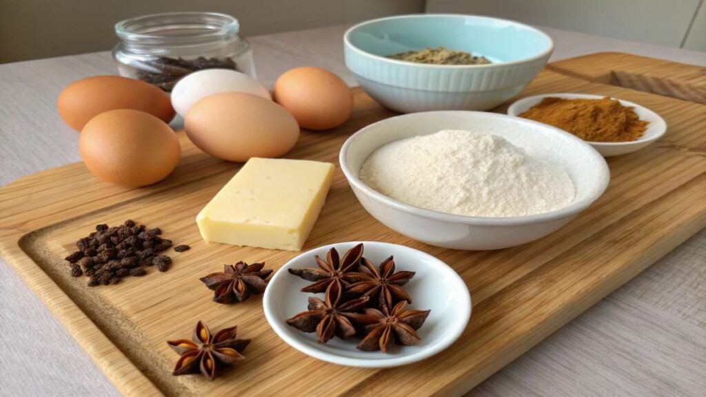 Close-up of decorative anise cookies recipe with carved edges and whole star anise topping