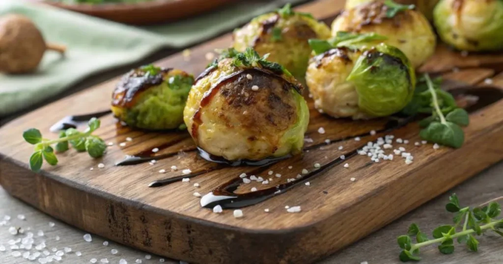 Crispy Smashed Brussels Sprouts with Balsamic Glaze