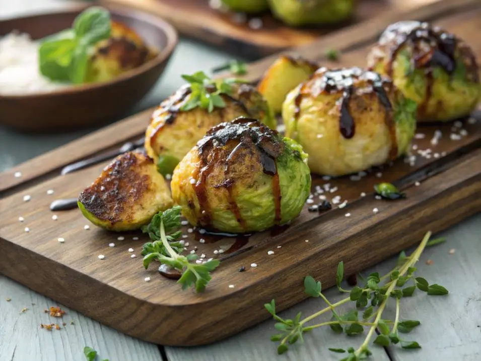 Crispy Smashed Brussels Sprouts with Balsamic Glaze
