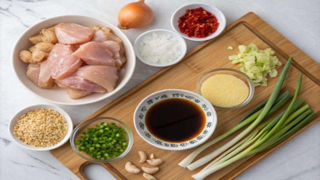 honey garlic chicken recipe thighs glazed with honey garlic sauce, served with steamed rice and scallions