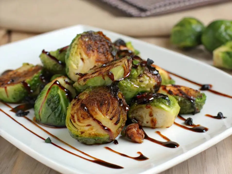 Crispy Smashed Brussels Sprouts with Balsamic Glaze